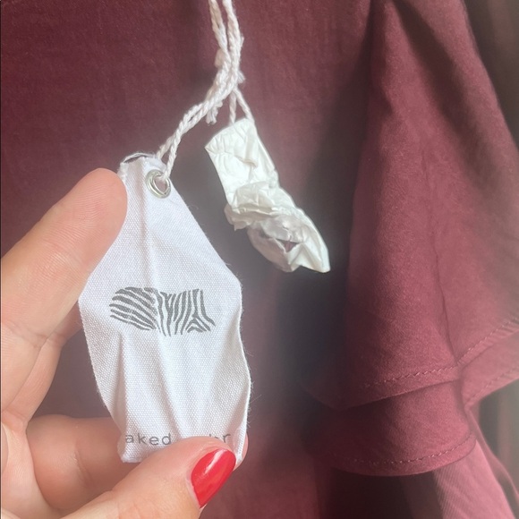 Elegant Burgundy Naked Zebra Ruffle Sleeve Dress Size Large - Picture 3 of 7